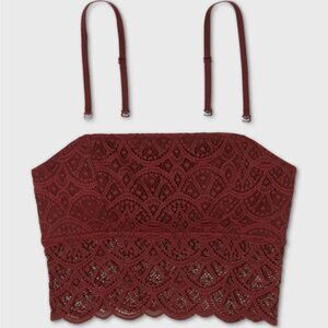 Colsie Lace Bandeau with Removable Straps - Maroon